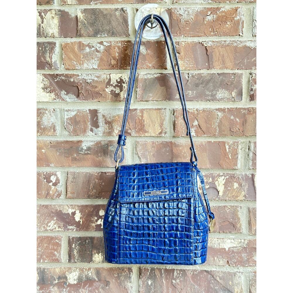 Brahmin Margo Leontyne Embossed Leather Small Crossbody - Blue 52353
